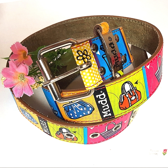 MUDD Genuine Leather Belt, Vibrant Colour Block Fashion Images - Picture 9 of 14